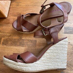 Womens Tesori Brown Wedge Sandals Size 8